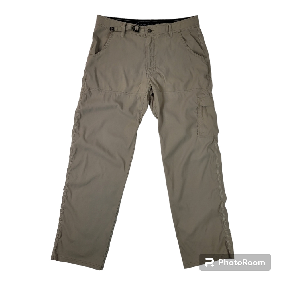 Prana Zion Mens Hiking Roll Up Cargo Pants Khaki Size L x32L